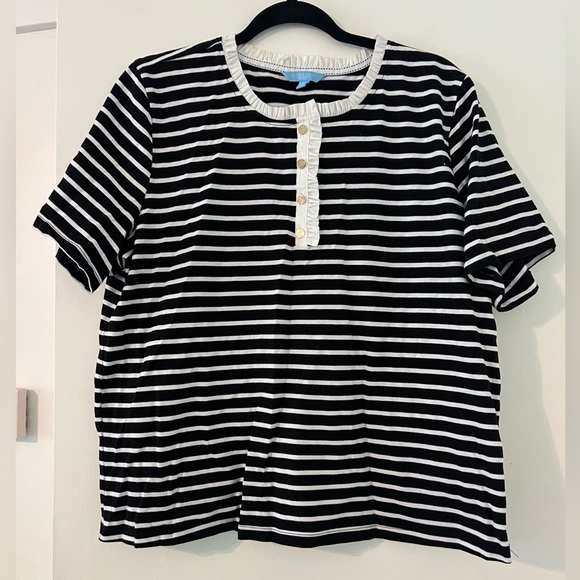 Draper Black and White Striped Short Sleeve Top size XL (F127) - Picture 2 of 10